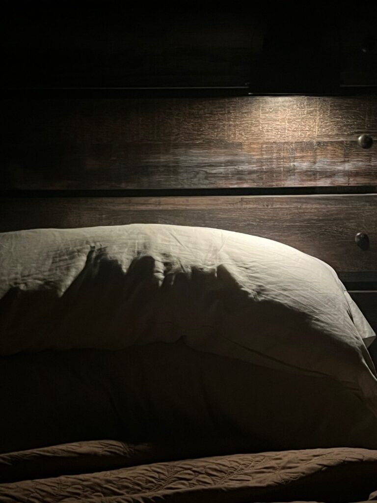 quiet bedroom at night with soft lighting